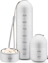Zannaki Umezeala Metal Proof Weekly Pilula Organizator, Stackable Aluminium Aliaj BPA Drumeţii gratuite 7 zile Pilula cutie Caz impermeabil şi Compartimentare mare pentru a ţine pastile, vitamine, ulei de peşte, Suplimente