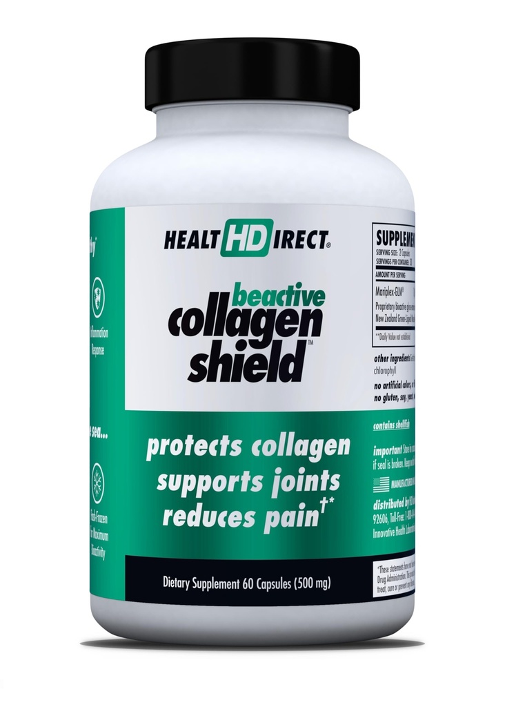 HELING DIRECT - BeActive Colagen Shield - 120 capsule - Advanced Green-Lipped Mussel Supplement for Colagen Protection - Supports Colagen in Skin, Joints and Muscles