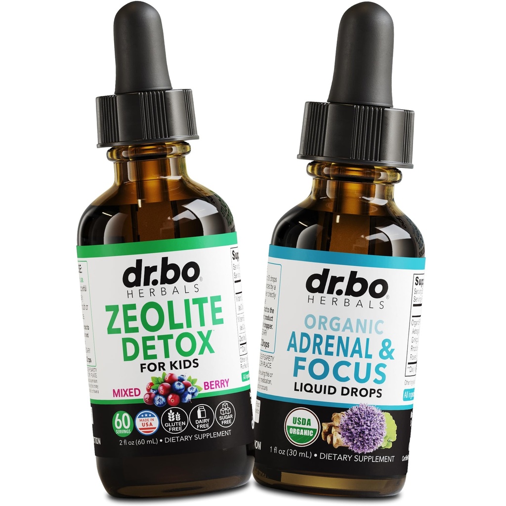 Zeolite Detoxifiere și Adrenale Focus Support - Clinoptilolit Zeolit pentru copii și adulți Picături lichide cu vitamine B12 & D - Adrenale organice și focalizare pentru calm natural creier, Oboseala de memorie Stresul Atenție