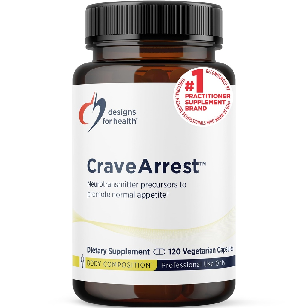 Design-uri pentru Health CraveArrest - L-Tyrosine Anti-Craving Supplement with 5-HTP, B6, Rhodiola, B12 - Proiectat pentru Serotonina + Dopamina Support (120 capsule)
