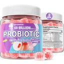 2Pack Probiotic + Prebiotice Guma de zahar gratuit 60 Miliarde CFU, 11 tulpini Probiotice umplute gume pentru femei Bărbați Digestive Sănătate și Gut, Sprijină Constipație, Diaree, Gaz și Blooting