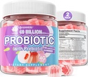 2Pack Probiotic + Prebiotice Guma de zahar gratuit 60 Miliarde CFU, 11 tulpini Probiotice umplute gume pentru femei Bărbați Digestive Sănătate și Gut, Sprijină Constipație, Diaree, Gaz și Blooting