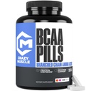 Pastile musculare nebun BCAA cu perfect 2:1:1 Raportul de lant ramificat Aminoacids Supliment, 1000 mg de BCAA pe pilula (Mai bine decât capsule), 120 comprimate