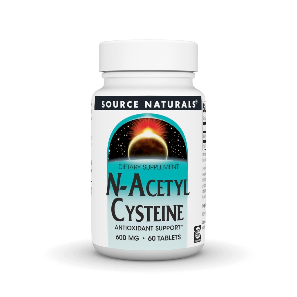 Sursa Naturals N-Acetyl Cysteine Antioxidant Suport 600 mg Supliment alimentar care sprijină sănătatea respiratorie * - 60 comprimate