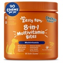 Zesty Paws Dog Multivitamine, Vitamine de câine masticabile și suplimente pentru Hip & Joints, Piele & Coat, Omega 3 ulei de pește pentru câini- Senior & Puppy Multivitamine- Pui- 90ct