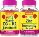 Ei bine, vitamina D3+K2 Copii + Zinc Copii 15mg, Gume Bundle - mare Tasting, Suplimentul de vitamine, Gluten gratuit, OMG gratuit, Guma de mestecat