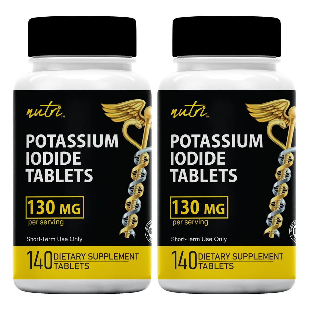 Comprimate de iod de potasiu (pachet de 2) 130 mg - 280 comprimate EXP 10/2032 - YODO Naciente - KI Pills - Yoduro de Potasio - Suplimente Nutri