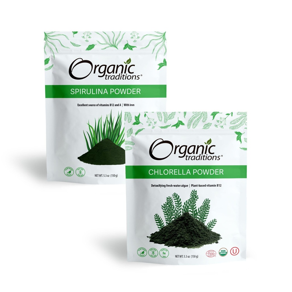 Organic Spirulina & Chlorella Superfood Powder, Vegan, Non-GMO