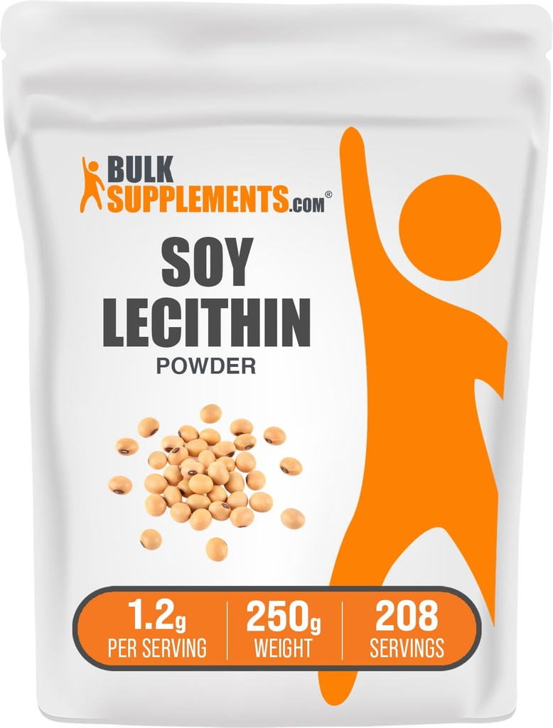BulkSupplements.com Soy Lecithin pulbere - Lecitin Supliment, Supliment nutritional, Grad alimentar - Gluten gratuit, 1.2g per Serving, 250g (8.8 oz) (Pachet de 1)