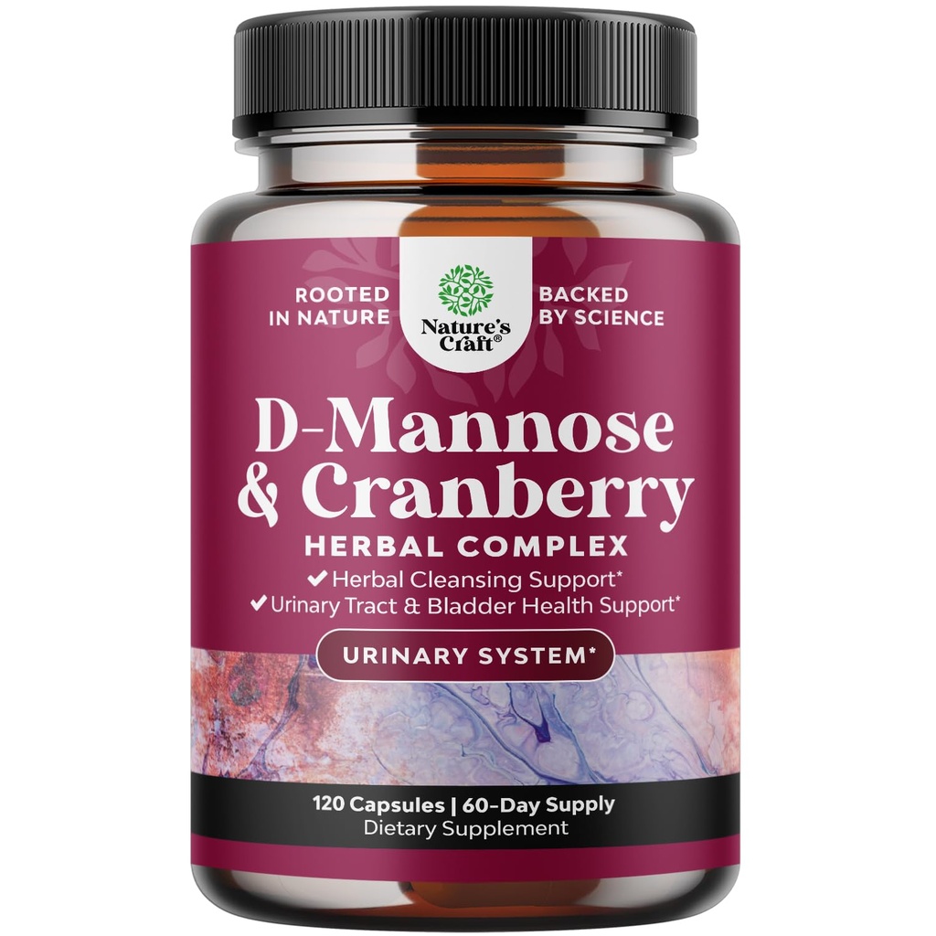 D Mannose cu supliment de afine - D Mannose 1000 mg capsule pentru suport de aparare renala & Curatare si tract urinar sanatate pentru femei si barbati - Bladder Health Supplement pentru adulti - 120 Conte