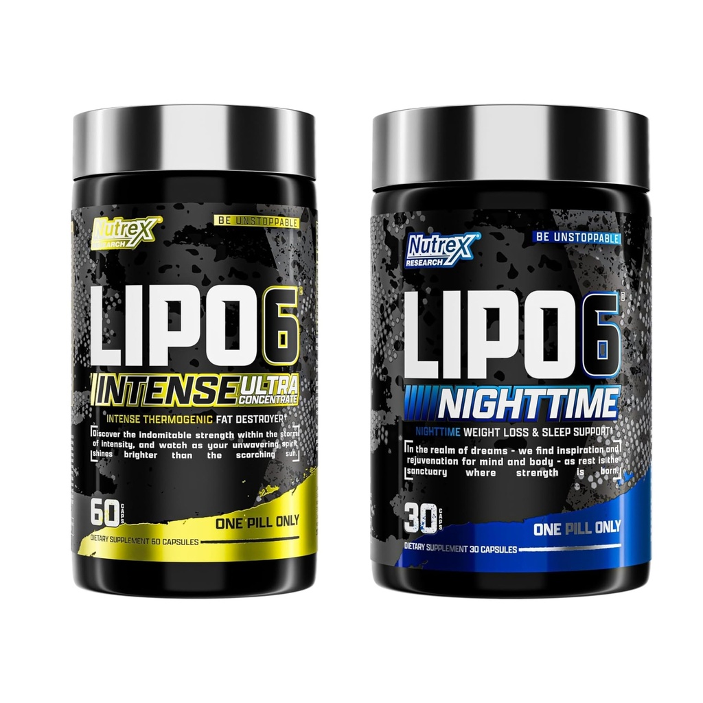 Nutrex Research Lipo 6 Intense şi Nighttime AM/PM Bundle