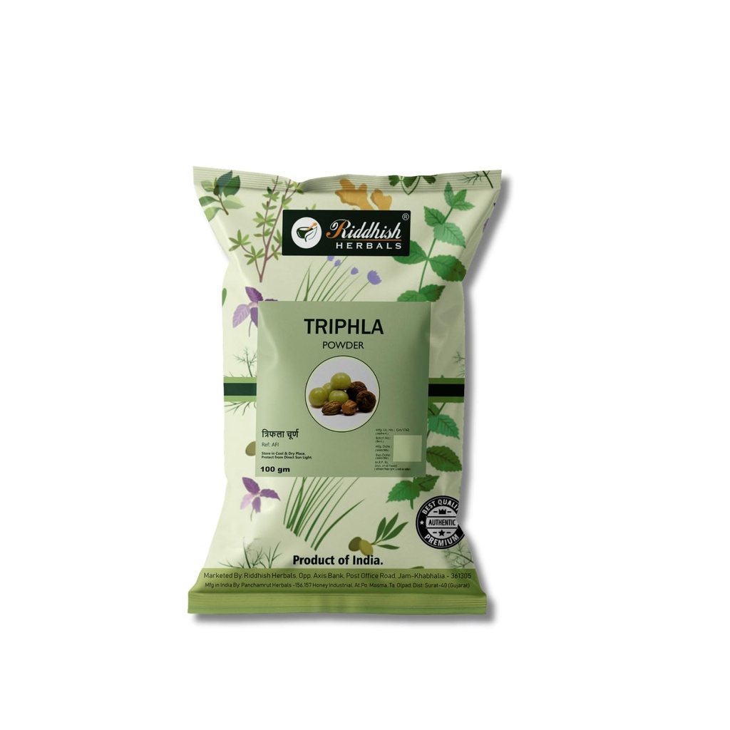 Triphala Powder 100g Pack of 1 – Herbal Powder Blend with Amalaki Bibhitaki and Haritaki – Plant Based Botanical Powder