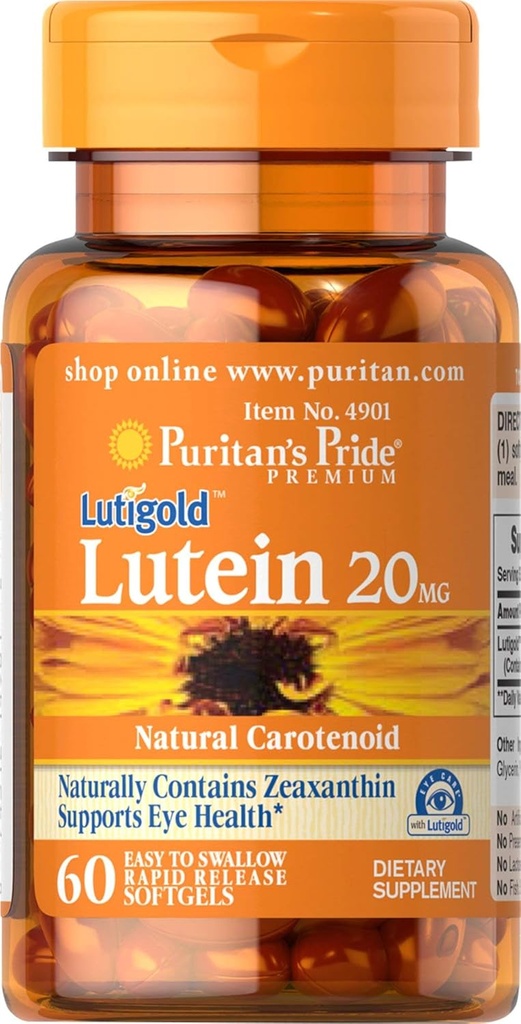 Puritan Pride Lutein 20 mg cu Zeaxantină 60 Softgels