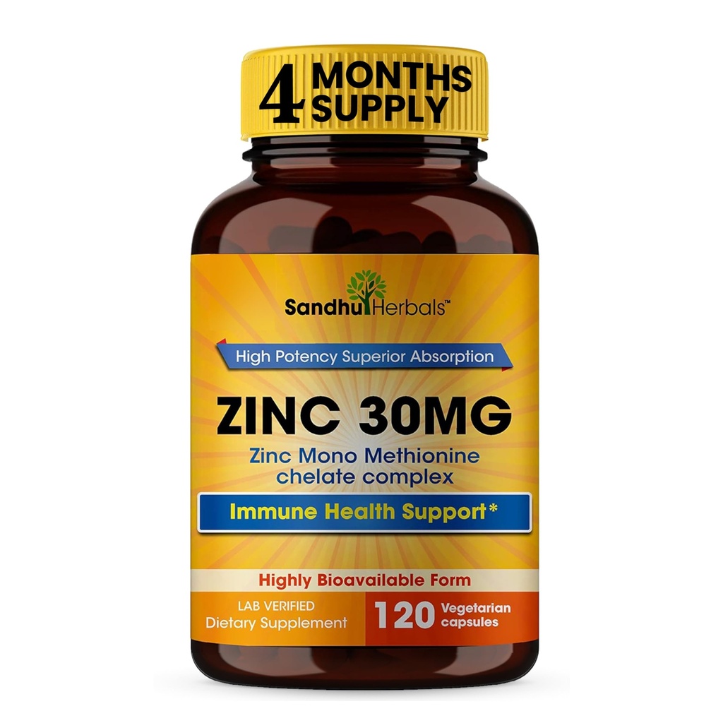SANDHUHERBALS capsule de zinc 30 mg pentru bărbați și femei 