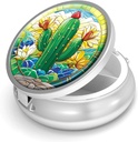 Cutie de pastile-3 Compartiment de mici pastile pentru Purse & Pocket Mini Metal Pilula Holder Travel Pilula Container pentru a deține suplimente Vitamine BPA-Free (Cactus)