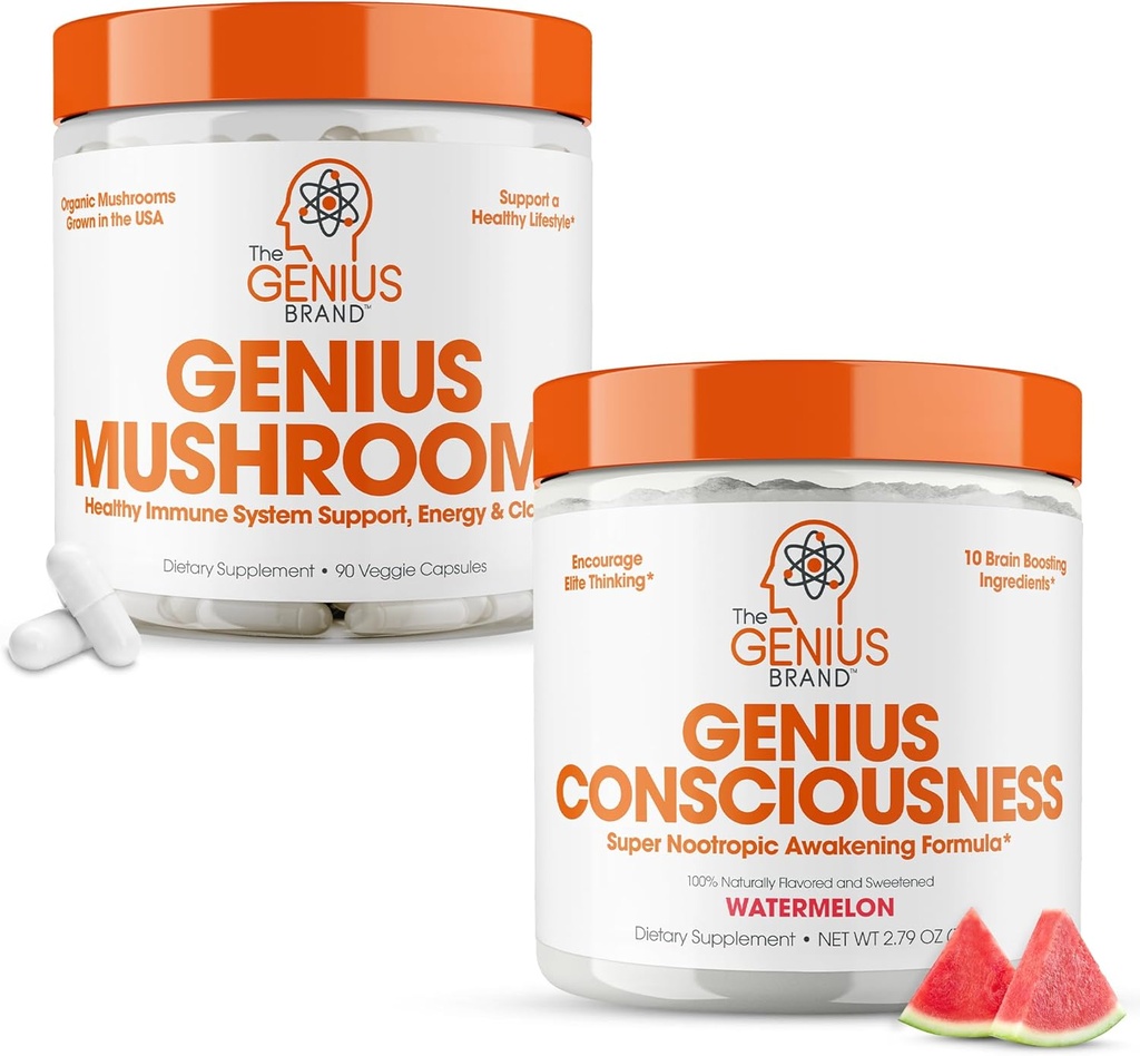 Genius Brand - Nootropic Supplement Bundle - Ciupercă și conștiință 