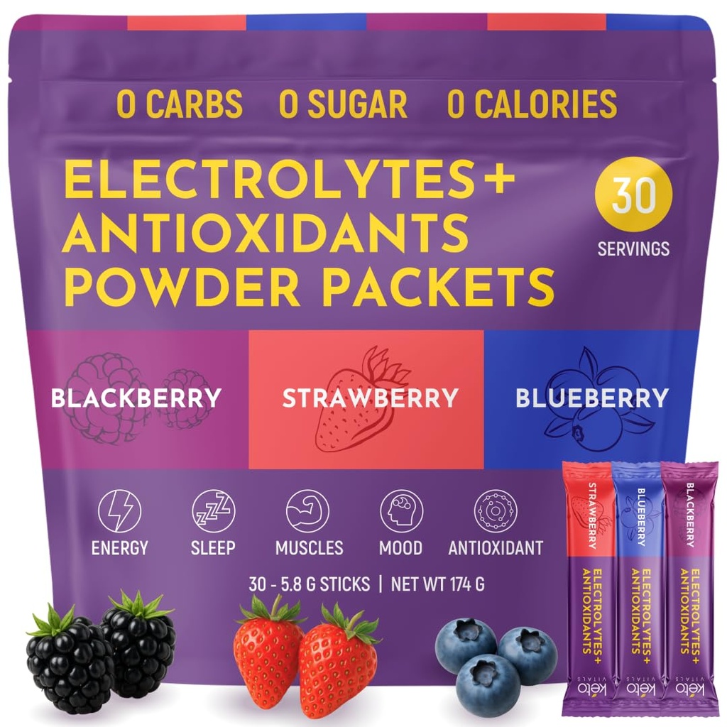 Keto Vitals Berry Electrolytes Pachete de pulbere fără zahăr 