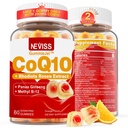 Sugar Free CoQ10- 200mg 400mg Gume umplute - 2 luni de aprovizionare - w/ Vitamina B12 1000mcg, Rhodiola Rosea & Panax Ginseng, B6, Coenzima Q10 Supliment pentru Hear-t, Energie, Antioxidant, Ultra Absorbţie