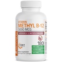 Bronson Metil B12 5000 mcg Vitamina B12 Metilcobalamină Energie și suport pentru creier, 180 Lozenge