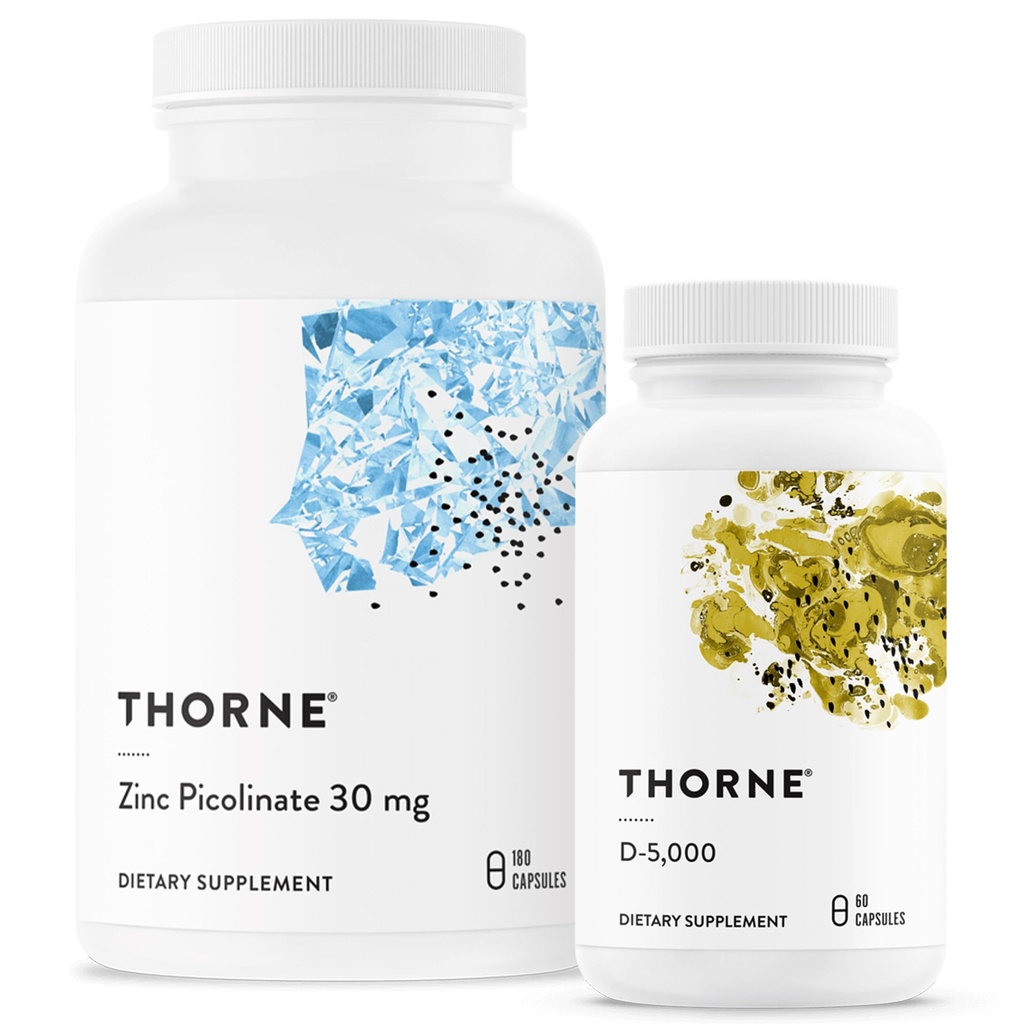 THORNE - Wellness Essentials - Zinc & Vitamina D3 Combo pentru suport imunitar și osos - 60 la 180 Serviri