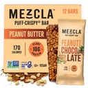 Mezcla Puff Proteine Baruri, Gluten gratuit și Vegan Proteine Baruri, 10g Proteina, Alta pentru Crispy Rice Treat, Granola Baruri și mic dejun Baruri, Sanatos gustari pentru adulți, Unt de arahide Ciocolată, 12 Pack