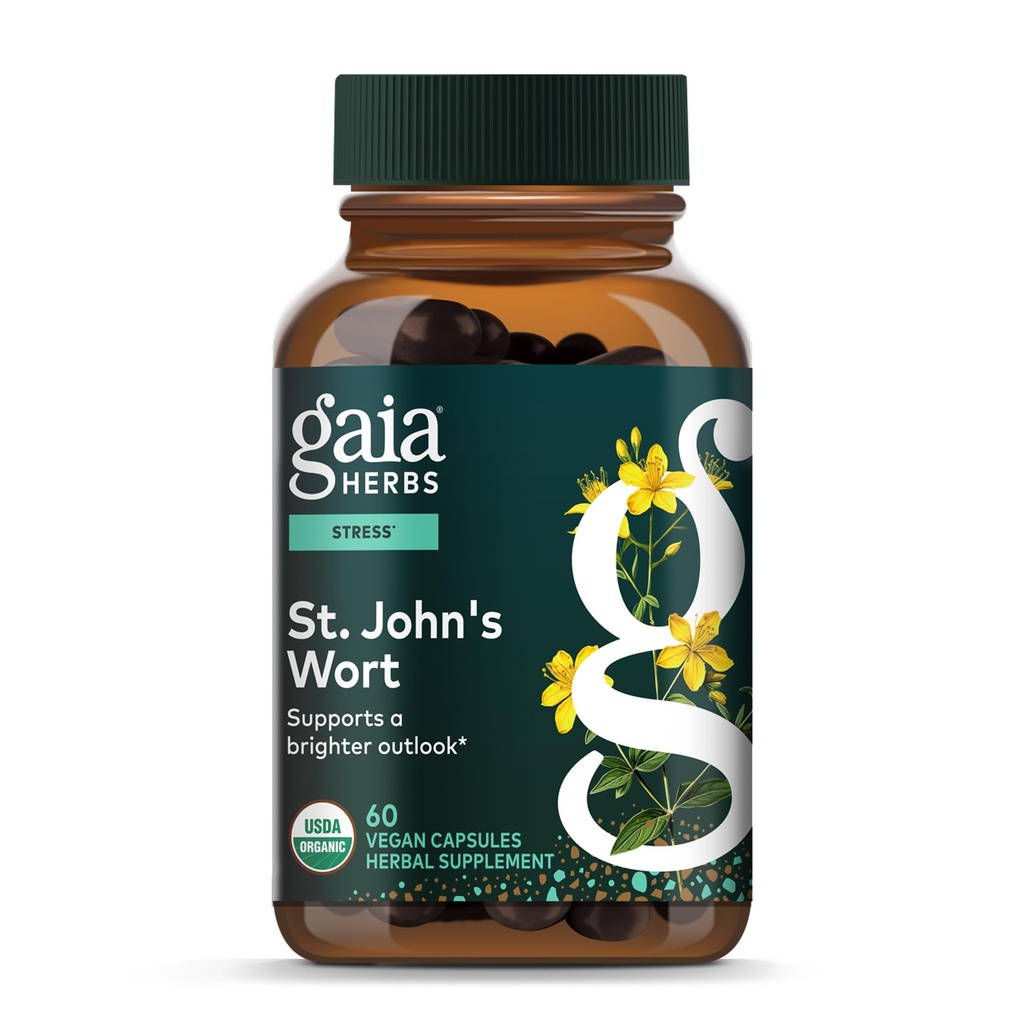 Gaia Herbs St. John's Wont - Natural Supplement Supplement Stress - cu St. John's Wort - 60 Vegan Capsule (20-Day Suppliment)
