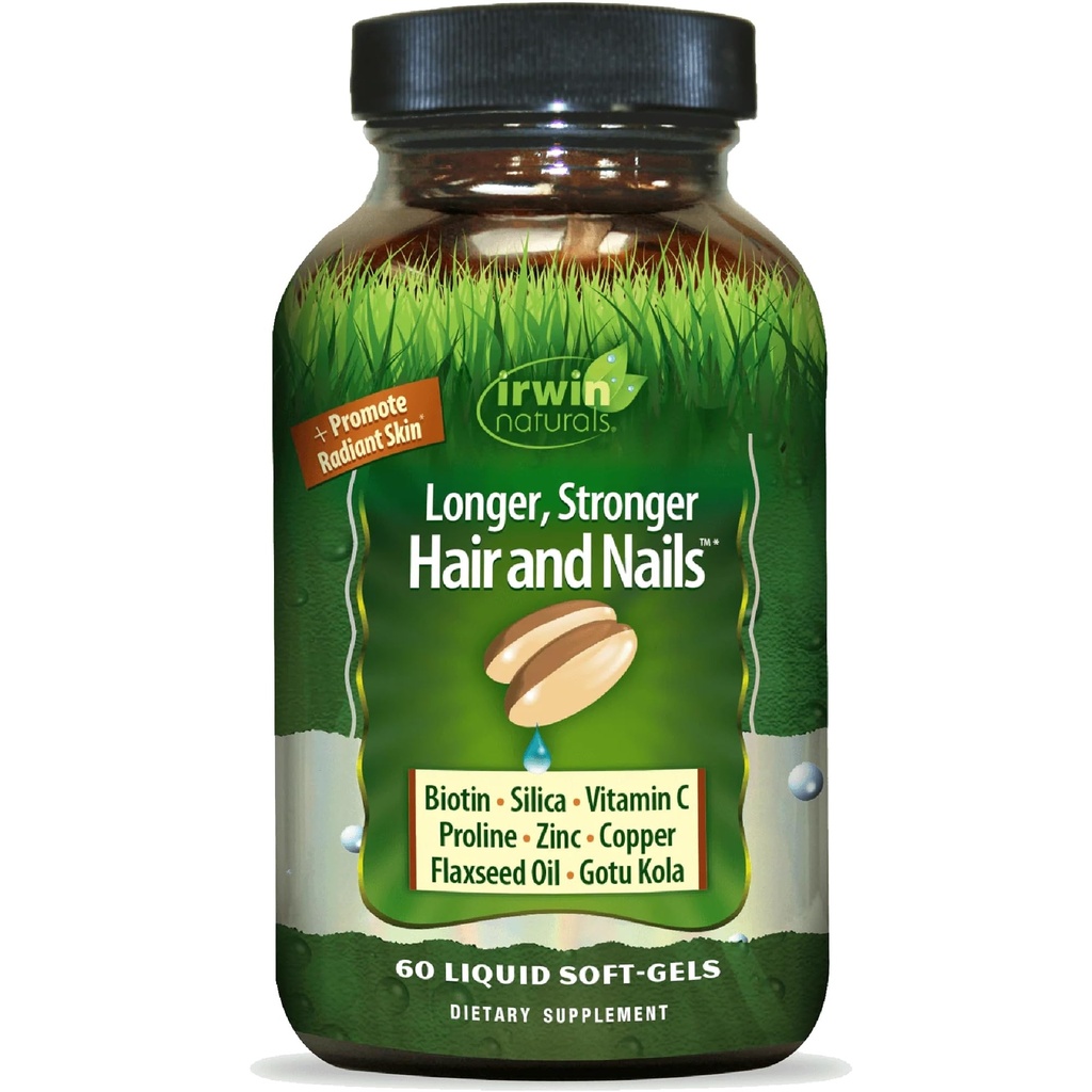 Piele sănătoasă și păr Plus unghii de Irwin Naturals, Nutrient Rich, oferă strălucire și putere, 60 Softgels lichid