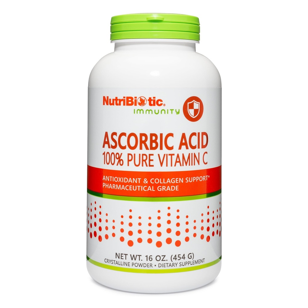 NutriBiotic Ascorbic Acid Vitamina C pulbere, 16 Oz 