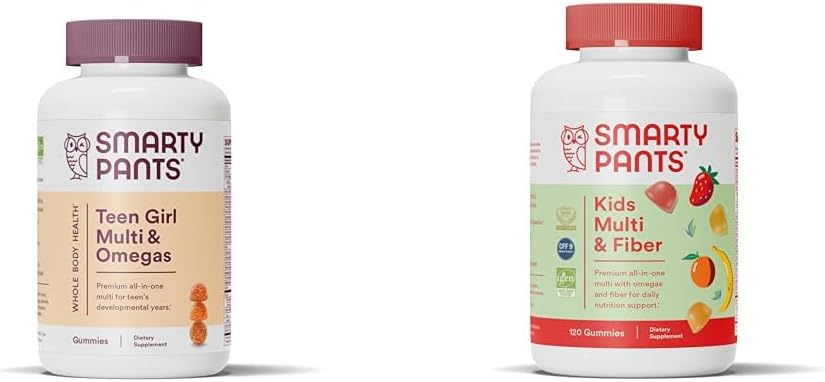 SmartyPants Teen Girl Multivitamine Gumies: Omega 3 Ulei de pește (EPA/DHA), Vitamina D3, C, Vitamina B12 & Copii Gummie multivitamine și Suplimentul Fibră: Omega 3 Ulei de pește (EPA/DHA)