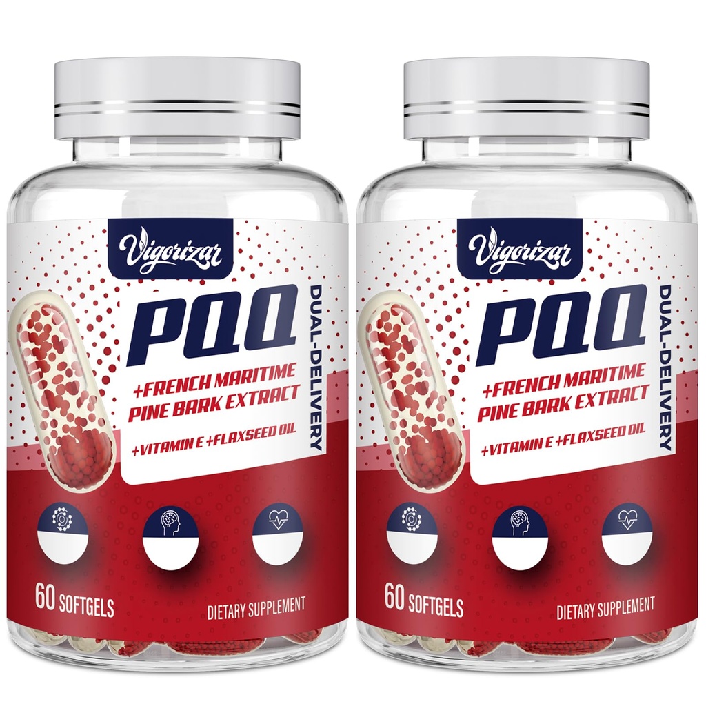 200 mg Pycnogeno cu PQQ, Premium franceză extract de pin maritim Bark, Unique Dual-Delivery pentru absorbție maximă, extract de scoarță de pin pentru funcția vasculară și cardiacă și comună - 120 Vegan Softgels