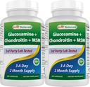 Cele mai bune naturale, Glucosamine Chondroitin și MSM Suplimente comune, 2600 mg per Serving, (180 Conte (Pachet de 2))