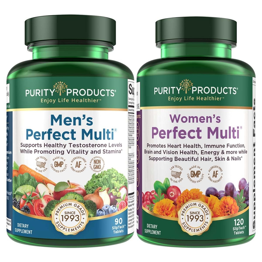 Produse de puritate Bundle - bărbații perfect multi + femei perfecte Multi - Bărbați - susține vitalitate sănătoasă, energie + mai mult - Femeile - susține tractul urinar Sănătate, imunitate, unghii de păr + Mai mult