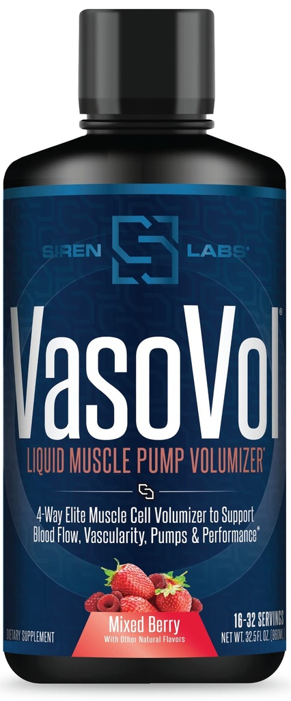 Vaso-VOL pompa musculara lichid Volumizer cu Agmatine Sulfate - Pre antrenament pentru bărbați pentru a lua antrenamentele la nivelul următor cu vascularitate și performanță (amestecat Berry)