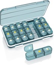 Organizator de pastile de 3 ori pe zi, 7 zile cutie de pastile - Acedada Weekly Travel Pilula Container, mare medicament dispenser Vitamine Caz Suplimente Organizator, Blue