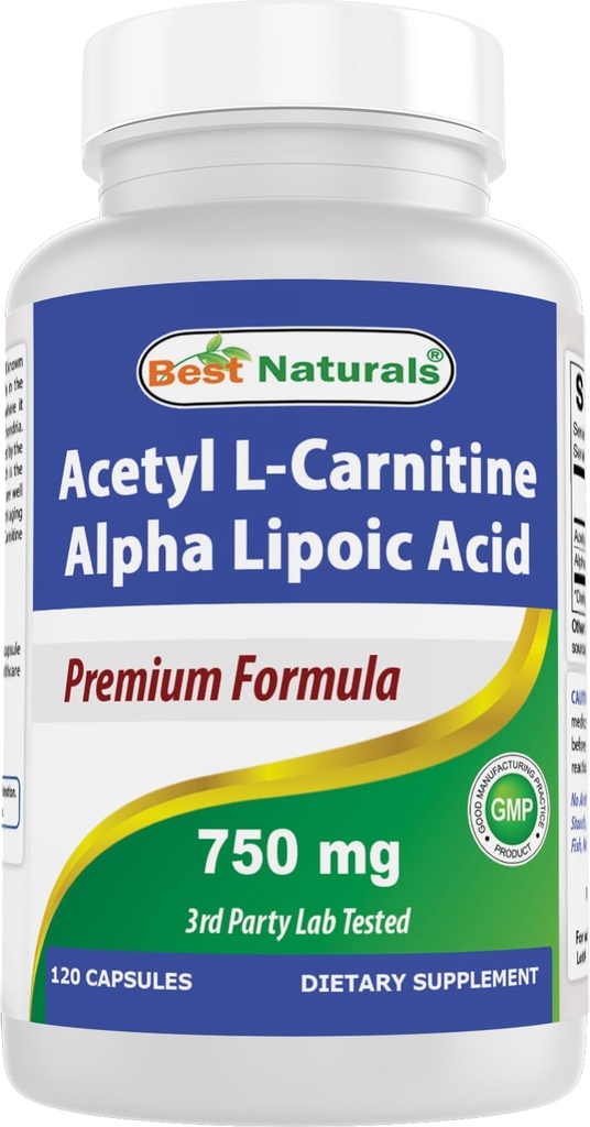 Cele mai bune Naturale Acetil L-Carnitină și Alpha Acid lipoic 750 mg 120 capsule