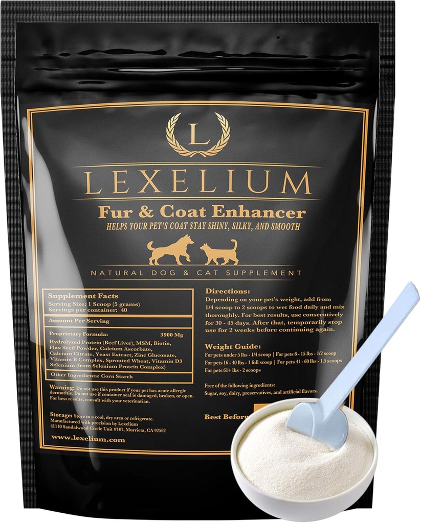 Dermatita Pielea si Coat Supliment pentru câini și pisici - Promoveaza sanatoasa piele si blana pentru câini și pisici - ajută w / Itch, piele uscată + alte Symptom - Natural Vet-Apoved pulbere Formula - 200G
