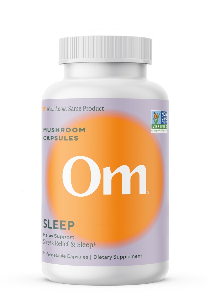 OM Mushroom Superfood Sleep Capsule Superfood Supliment, 90 Count, 30 Days, Reishi, GABA, L-Theanin, Melatonina pentru odihnă și somn de calitate Superfood Supliment