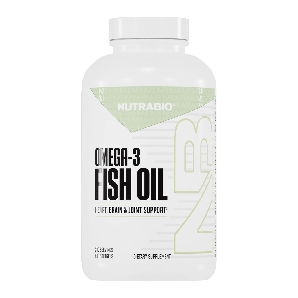 NutraBio Omega 3 Suplimente de ulei de pește, 2000 mg, 400 Softgels - EPA DHA Omega 3 supliment de acid gras pentru a sprijini o inimă sănătoasă