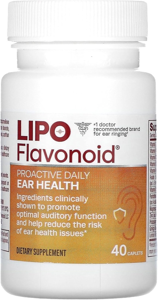 Proactiv zilnic ureche de sănătate Supliment de Lipo-Flavonoid, Promovează pe termen lung și susține funcția auditivă optimă și sănătate cognitivă, 40 Caplete