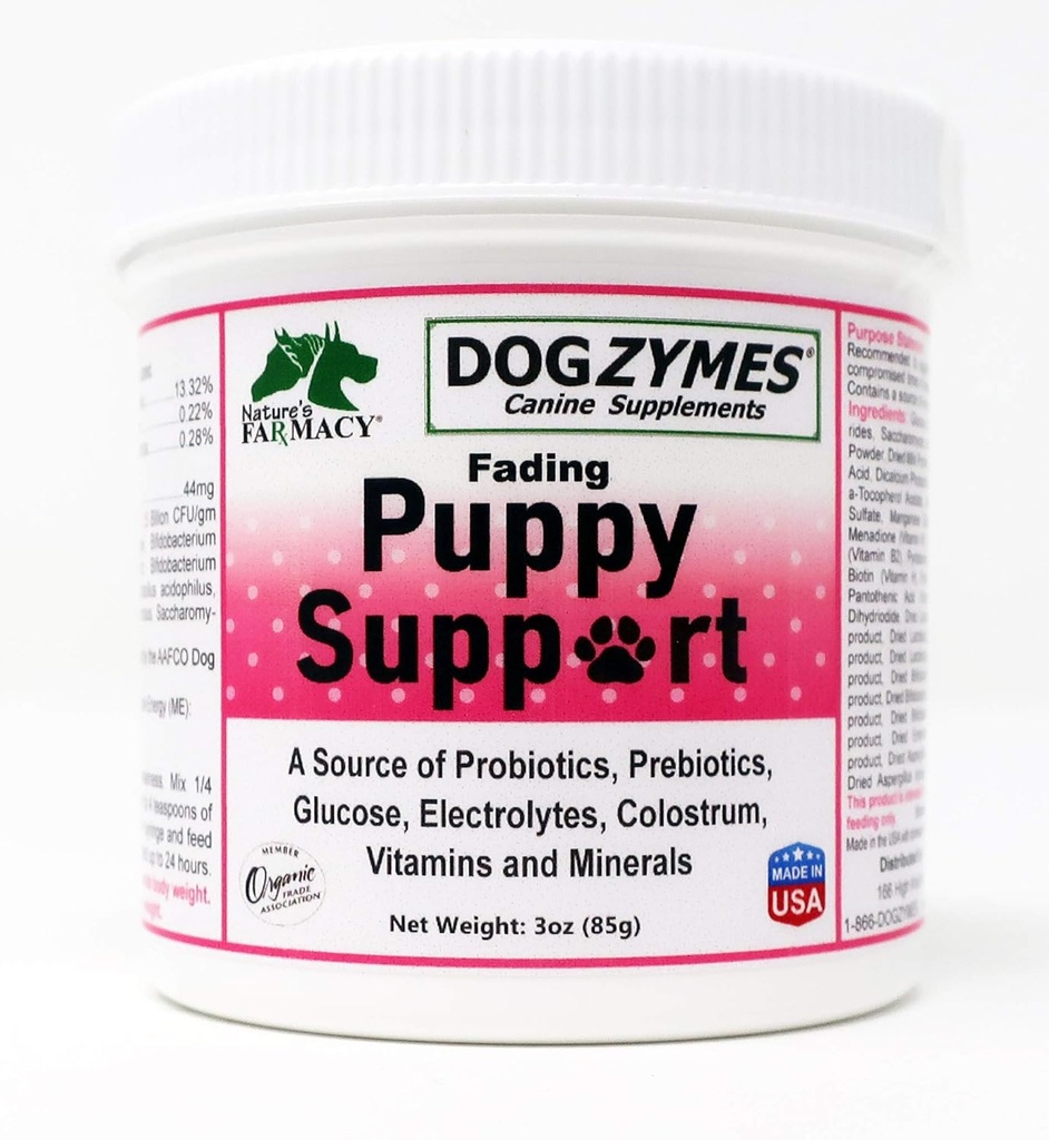 Dogzymes Fading Puppy Support Probiotice Prebiotice Enzime Glucoză Electroliti Vitamine Minerale Mix 1 până la 16 cu apă (3 Ounce)