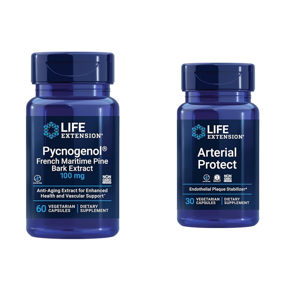 Extensie de viaţă Pycnogenol franceză Pine maritim Bark & Gotu Kola Arterial Health Suplimente - 60 & 30 Capsule vegetariene
