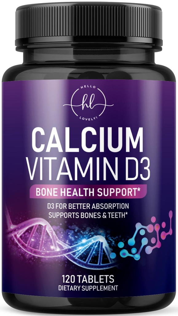 Suplimentul de calciu 1200 mg - cu vitamina D3 pentru cea mai bună absorbţie - Susţine sănătatea imună, oasele şi dinţii - Carbonat natural de calciu + 1600 UI de D3 - îmbuteliat în Statele Unite ale Americii pentru femei şi bărbaţi - 120 comprimate
