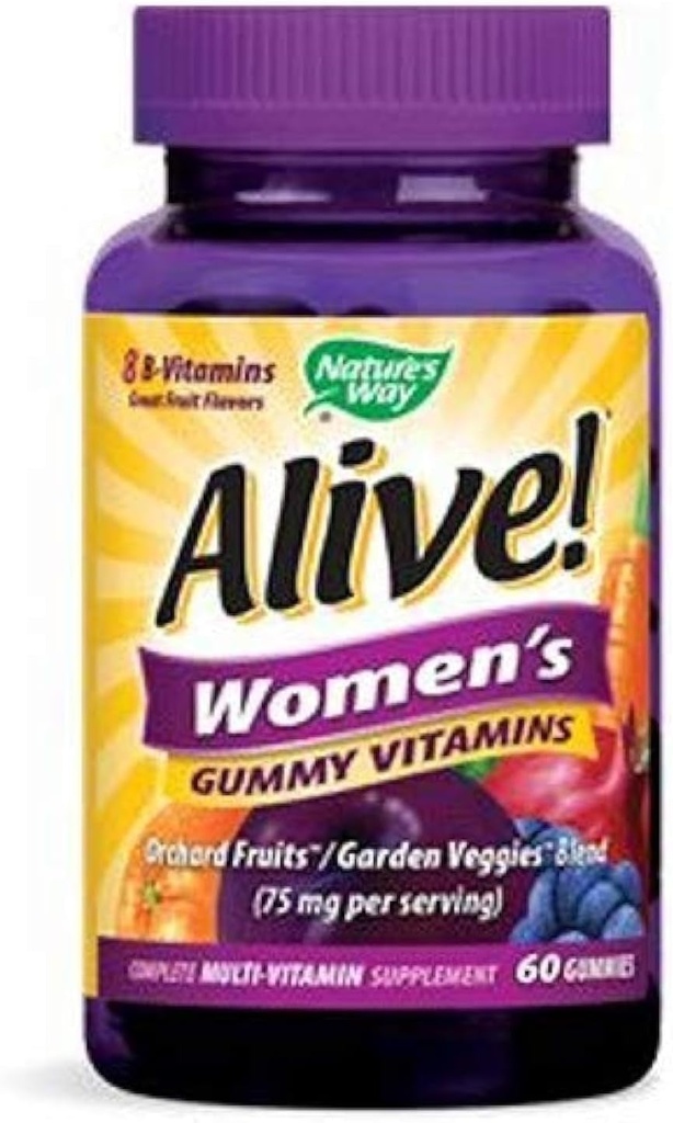 Calea naturii în viaţă! Femeie: Gummy Multivitamine, 16 Vitamine & Minerale, Energie Metabolism*, Hair Skin & Nails*, Vegetarian, Amestecat Berry Aroma, 60 Gummies (Packing May Vary)
