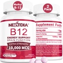 B12 Vitamine 10.000 mcg, Vitamina metilat B12 Sublingual - Boost energetic, Focus, Metabolizare & Brain Health Support, Immune System Support, Dizolvare rapidă, Aroma naturală de căpșuni, 180 Serviri