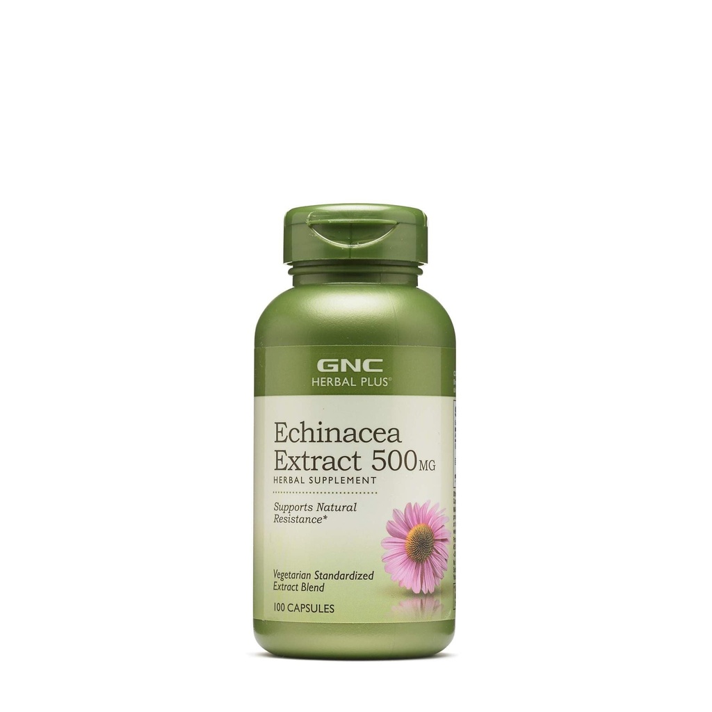 GNC Herbal Plus Echinacea Extract 500mg Supliment, vegetarian, Suporturi Rezistenţă naturală, 100 Serviri