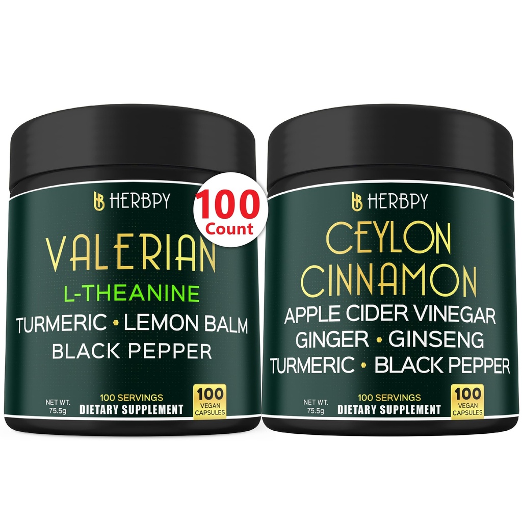 Bundle 5in1 Supliment de rădăcină de valeriană & 6in1 Premium Ceylon Scorțișoară Suplimente