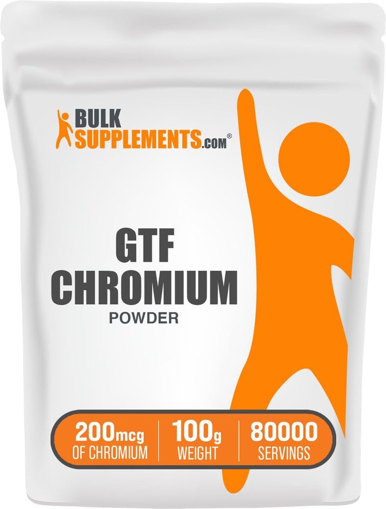 BulkSupplements.com Crom GTF Powder - Crom Polinicotinat - Gluten Free & Yeast, 1,25 mg per Serving (200mcg), 100g (3.5 oz) (Pachet de 1)