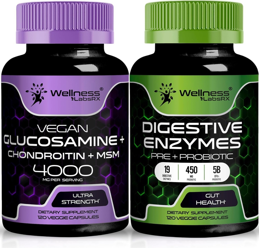 wellNESS LABSRX Enzime digestive Capsulele de Glucosamină Capsulele de Chondroitin