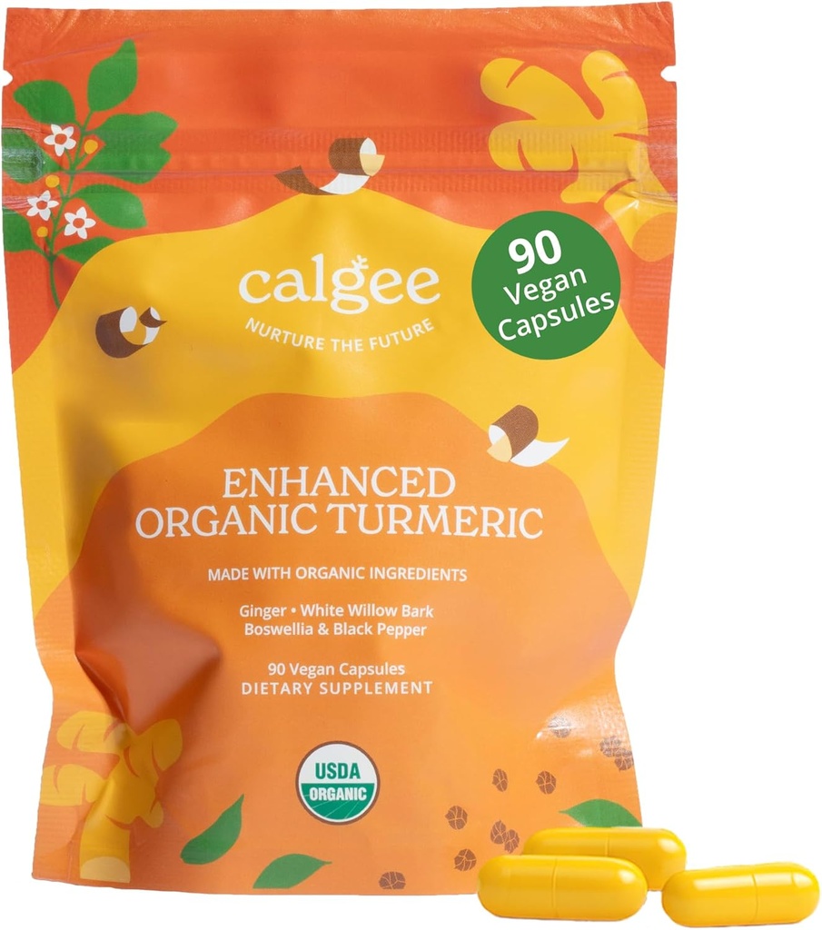 Premium 5-in-1 Curcumin Turmeric 1100 mg Supliment: Formula de absorbție îmbunătățită cu Pepper negru, Boswellia & White Willow, USDA Organic Joint Wellness Support, Made in USA, 3rd Party Testat - 90 Ct.