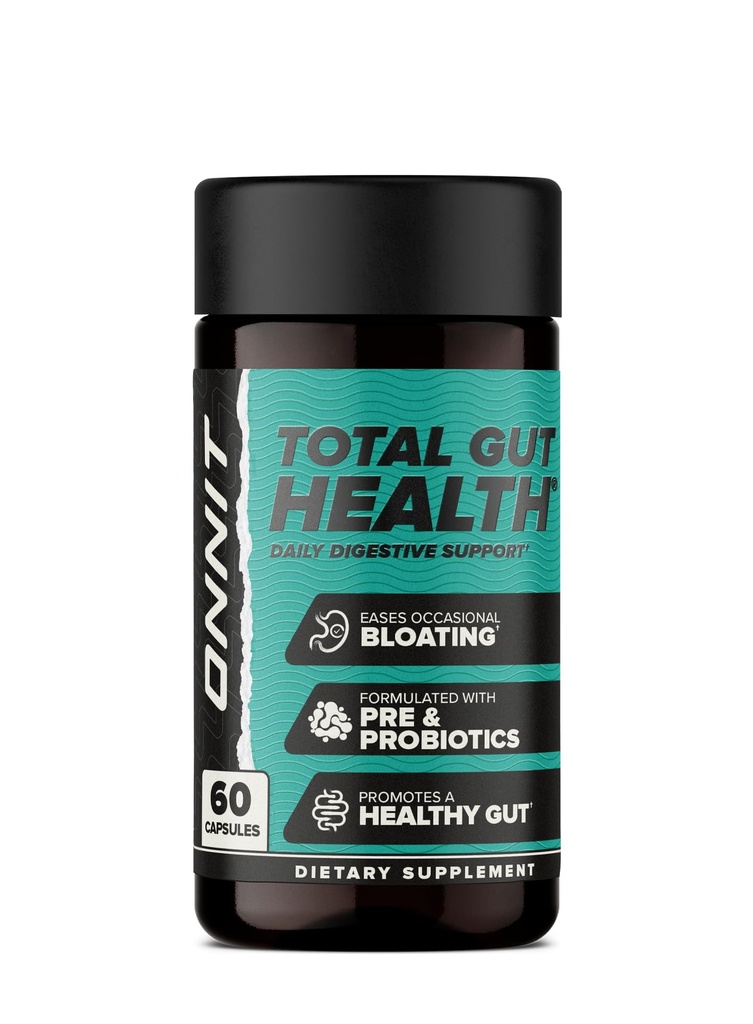 ONIT Total Curaj Sanatate Zilnic Suport Digestiv, IGENTM Non-GMO Digestion Supliment testat pentru femei și bărbați cu 7 tulpini de Probiotice, Prebiotice, Enzime și Betaine HCL, 60 Conte